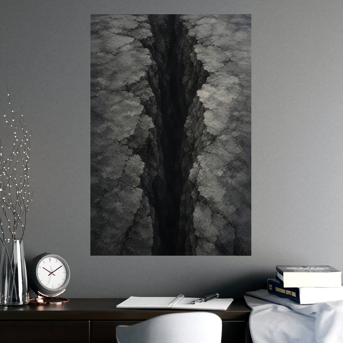 Fissure, from Above — fissure, from above, shown framed on a wall