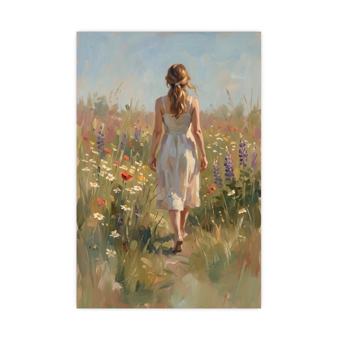 Spaziergang durch die Blumenwiese | Romantisches Wandbild | Kunstdruck