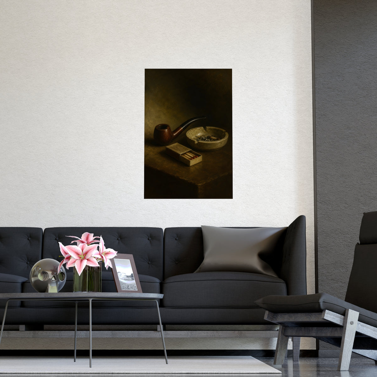Pipe and Matches — pipe and matches, shown framed on a wall