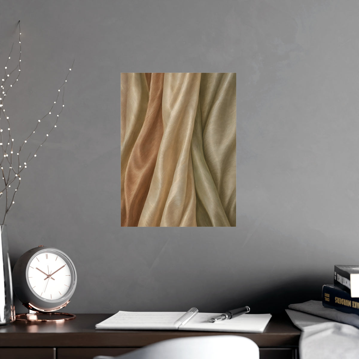 Raw Silk — raw silk, shown framed on a wall
