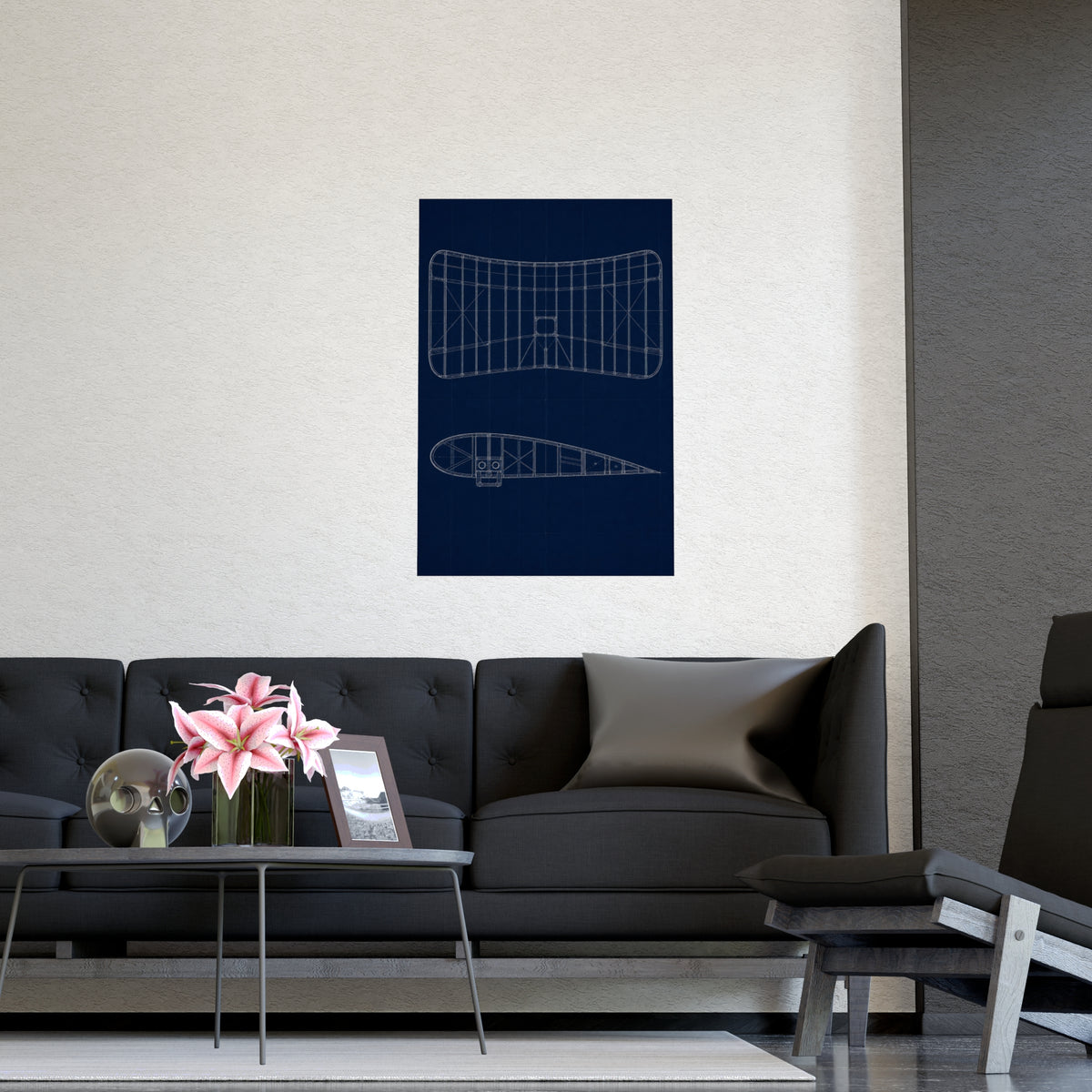 Aeroplane Wing — aeroplane wing, shown framed on a wall