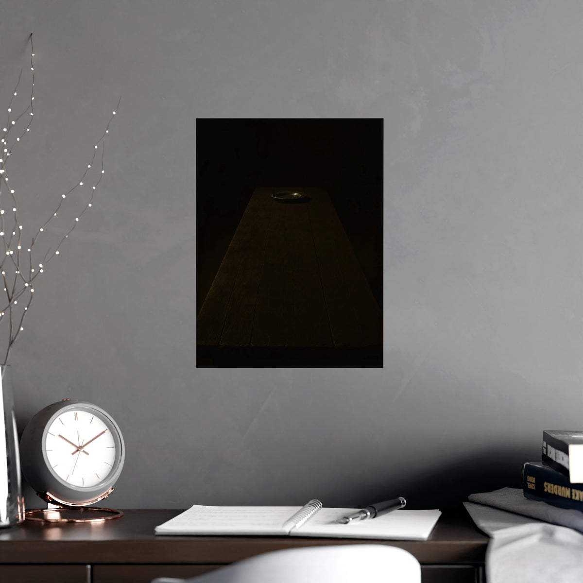 The Far End of the Table — the far end of the table, shown framed on a wall