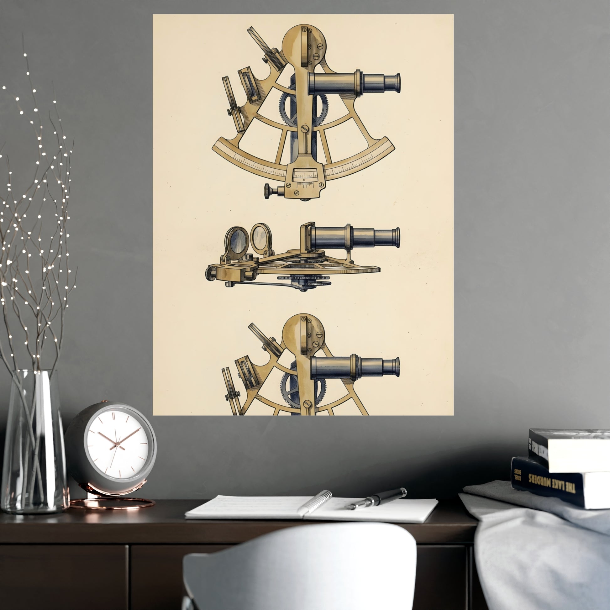 Sextant on a plain wall, shown at a larger size, 18x24 in print