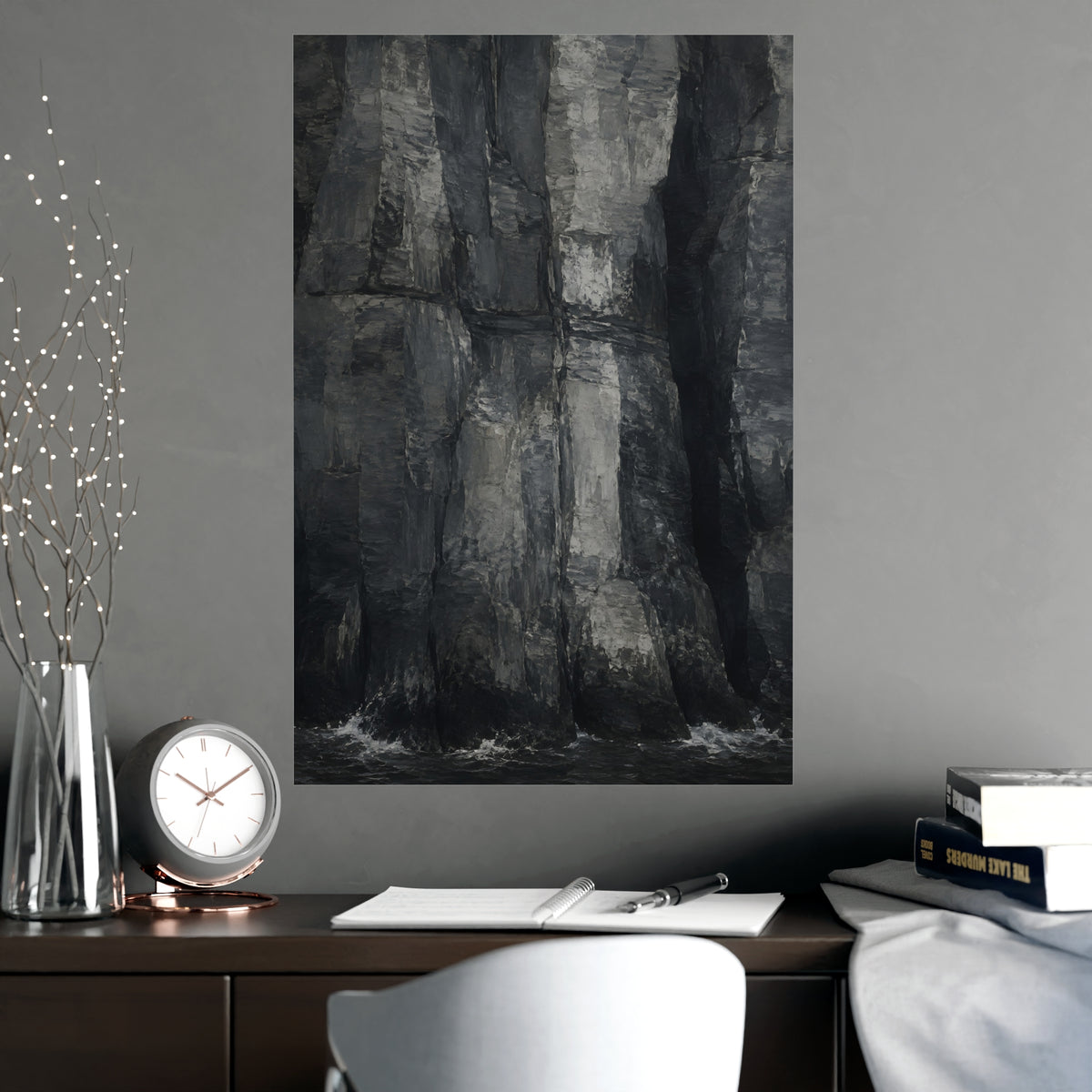 Sea Cliffs — sea cliffs, shown framed on a wall