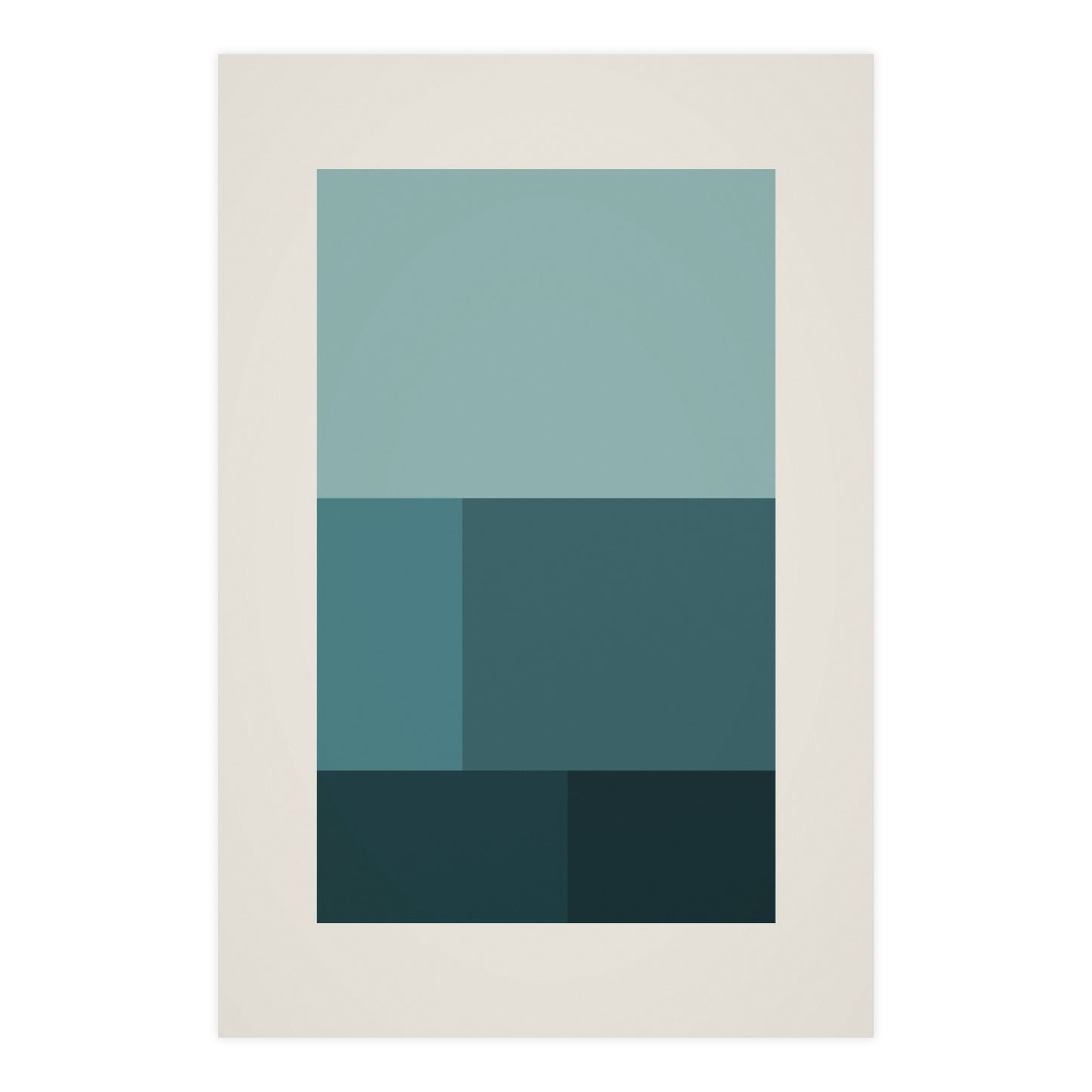 Deep Teal Blocks Modern Wall Art | Living Room Print