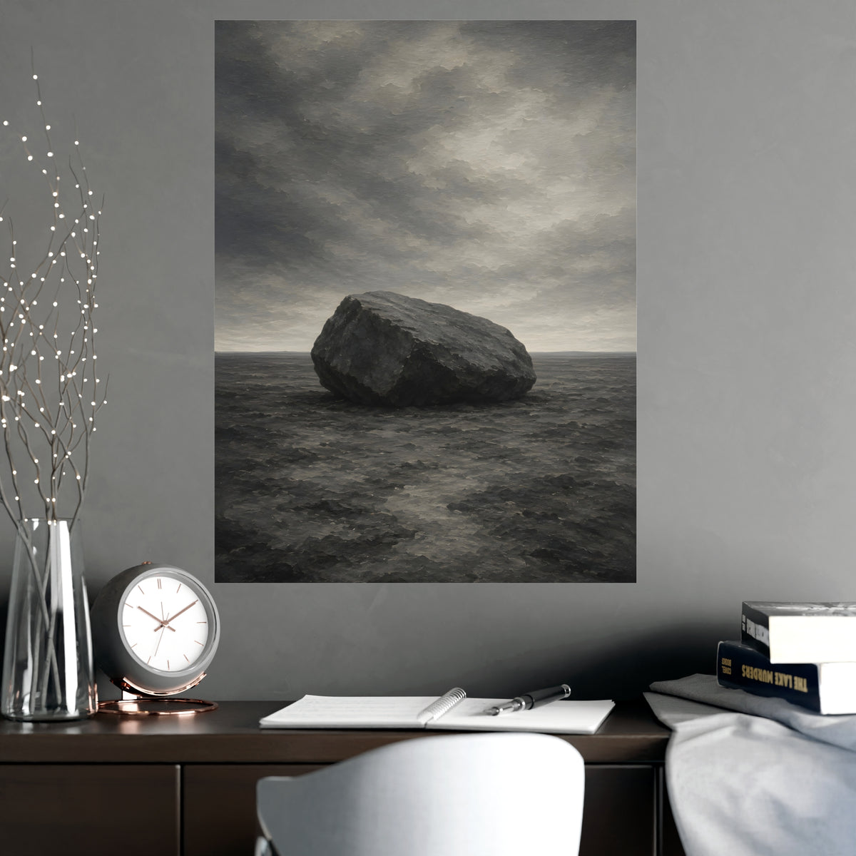 One Boulder — one boulder, shown framed on a wall