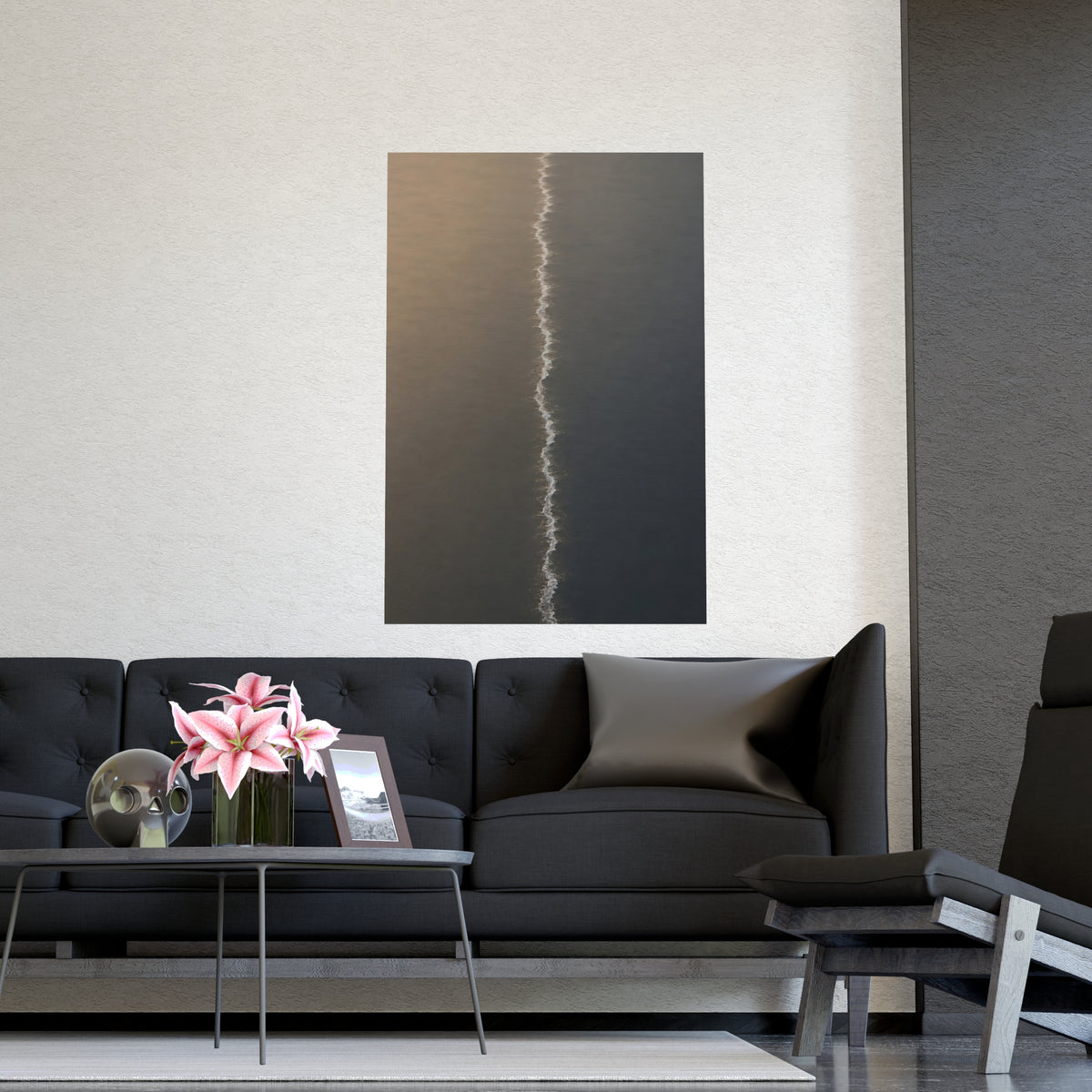 One Line, from Above — one line, from above, shown framed on a wall