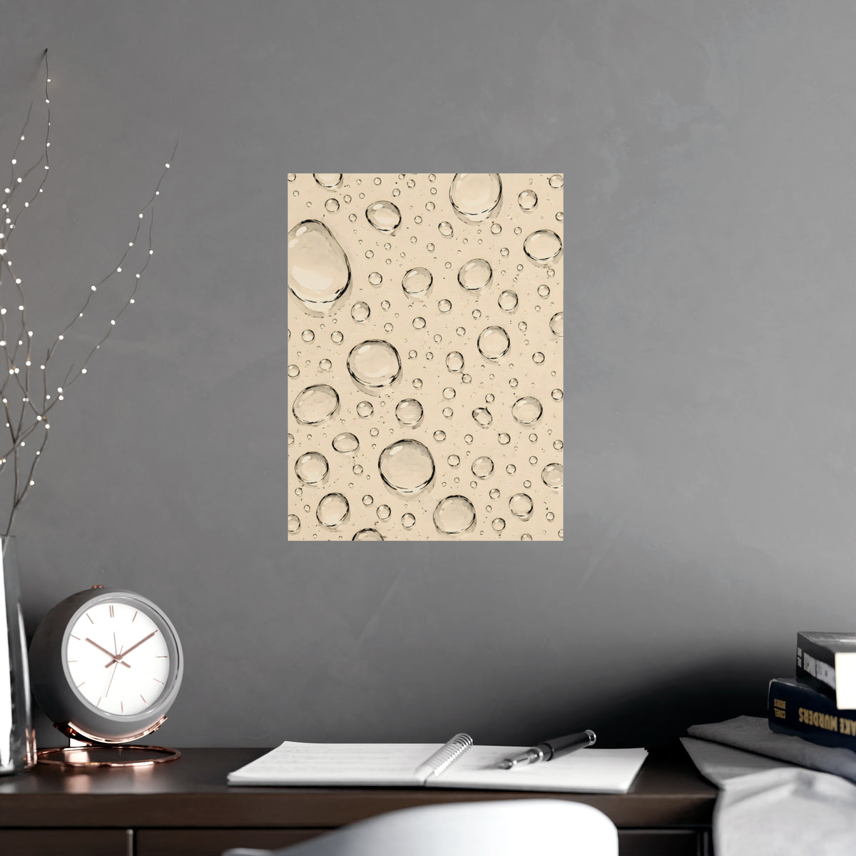 Water Drops — water drops, shown framed on a wall