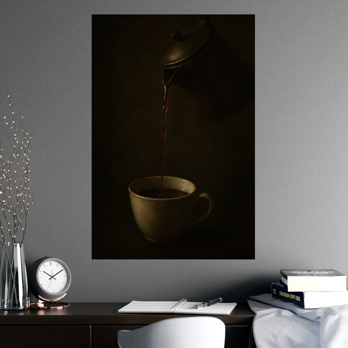 The Pour — the pour, shown framed on a wall