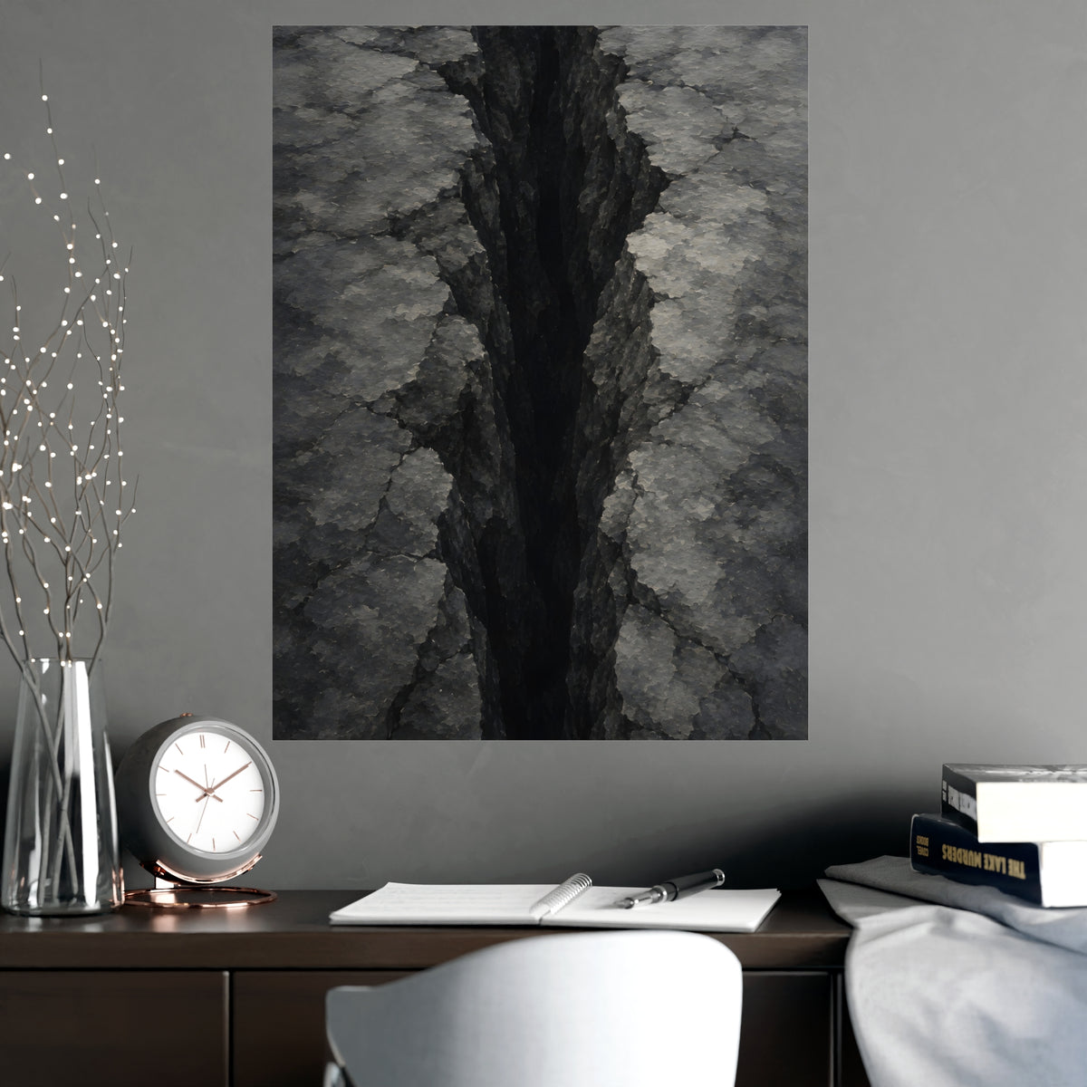 Fissure, from Above — fissure, from above, shown framed on a wall