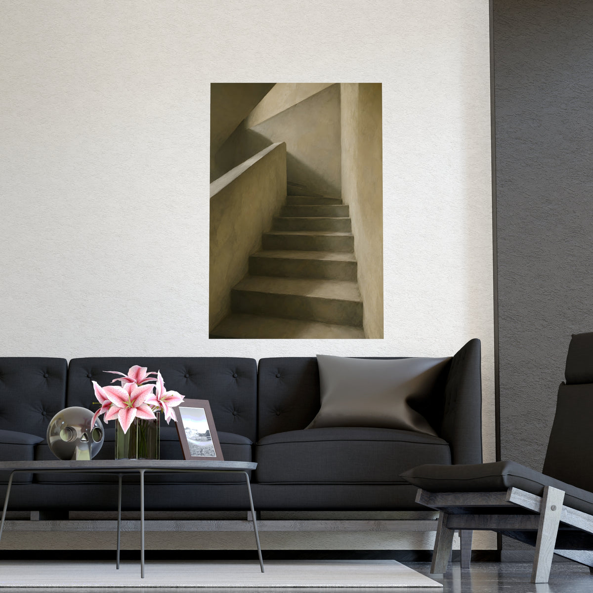 Concrete Stairwell — concrete stairwell, shown framed on a wall
