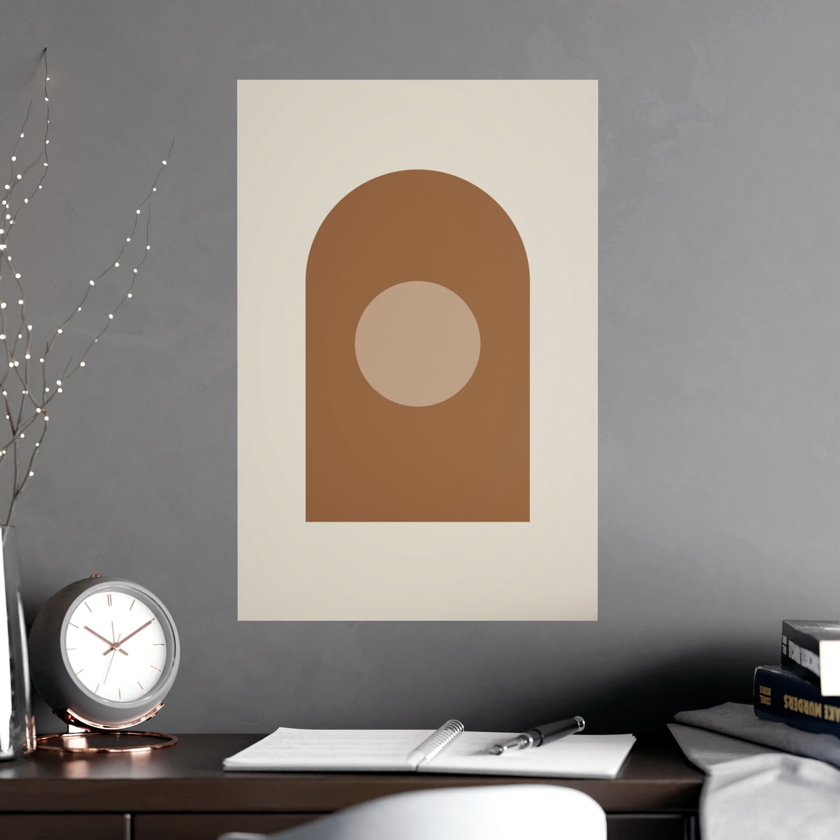 Warm Earth Arch Boho Wall Art — arch in a warm earth palette, shown framed on a wall