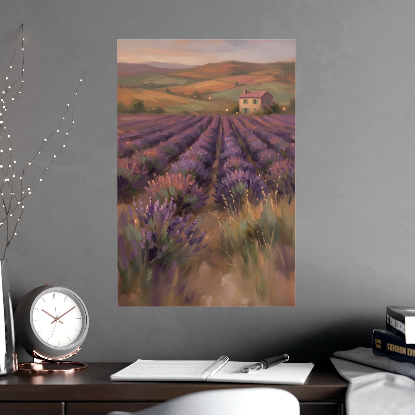 Lavendelfelder in der Dämmerung | Romantisches Wandbild | Kunstdruck