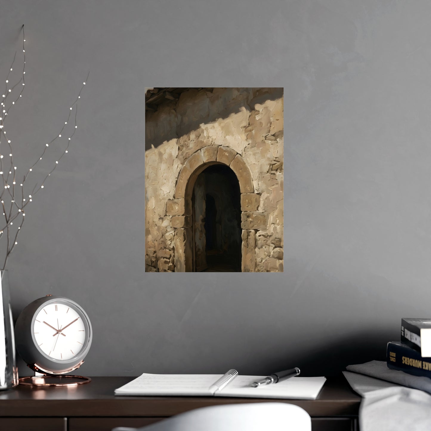 Arched Doorway framed on a cream wall in a living room, 12x16 in print