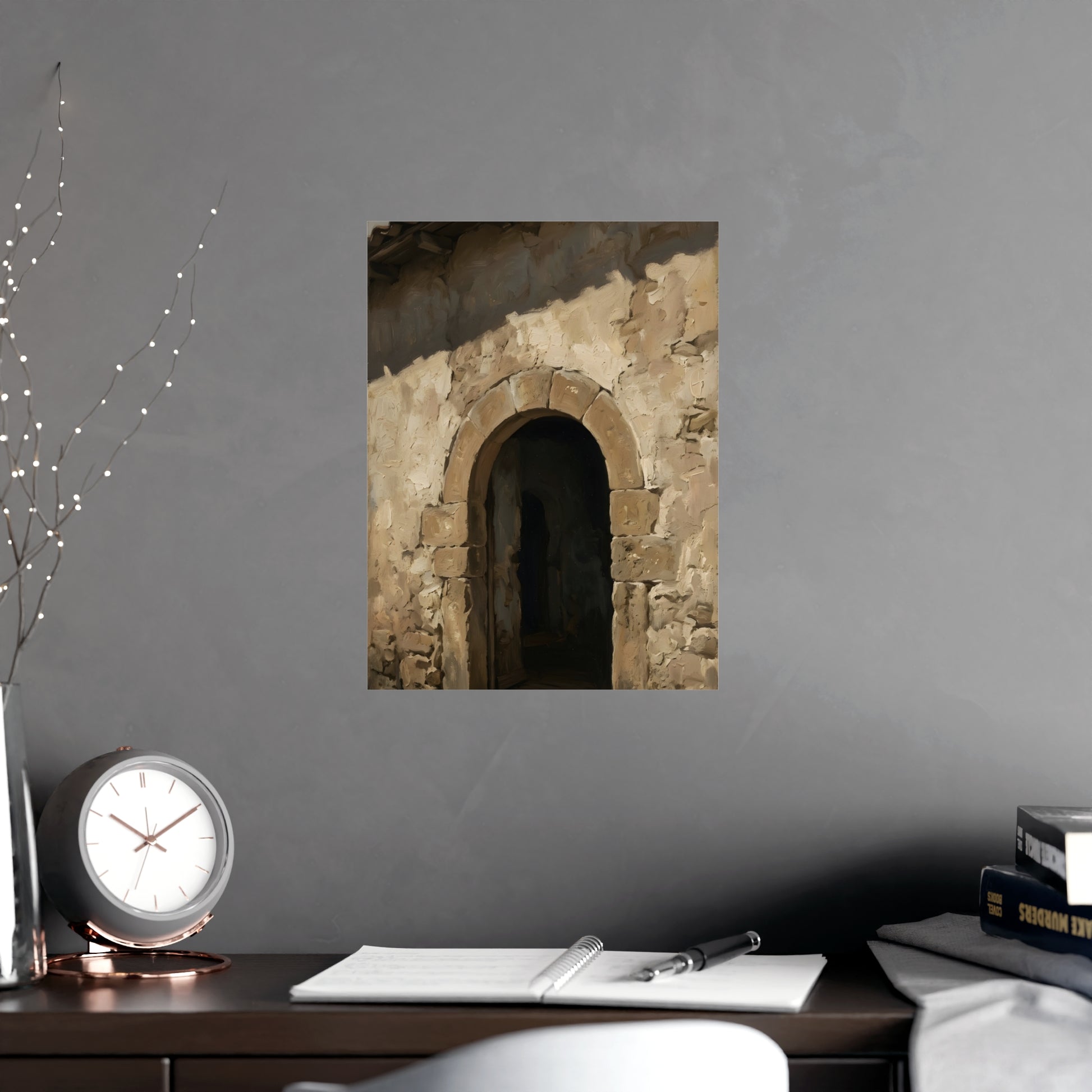 Arched Doorway framed on a cream wall in a living room, 12x16 in print