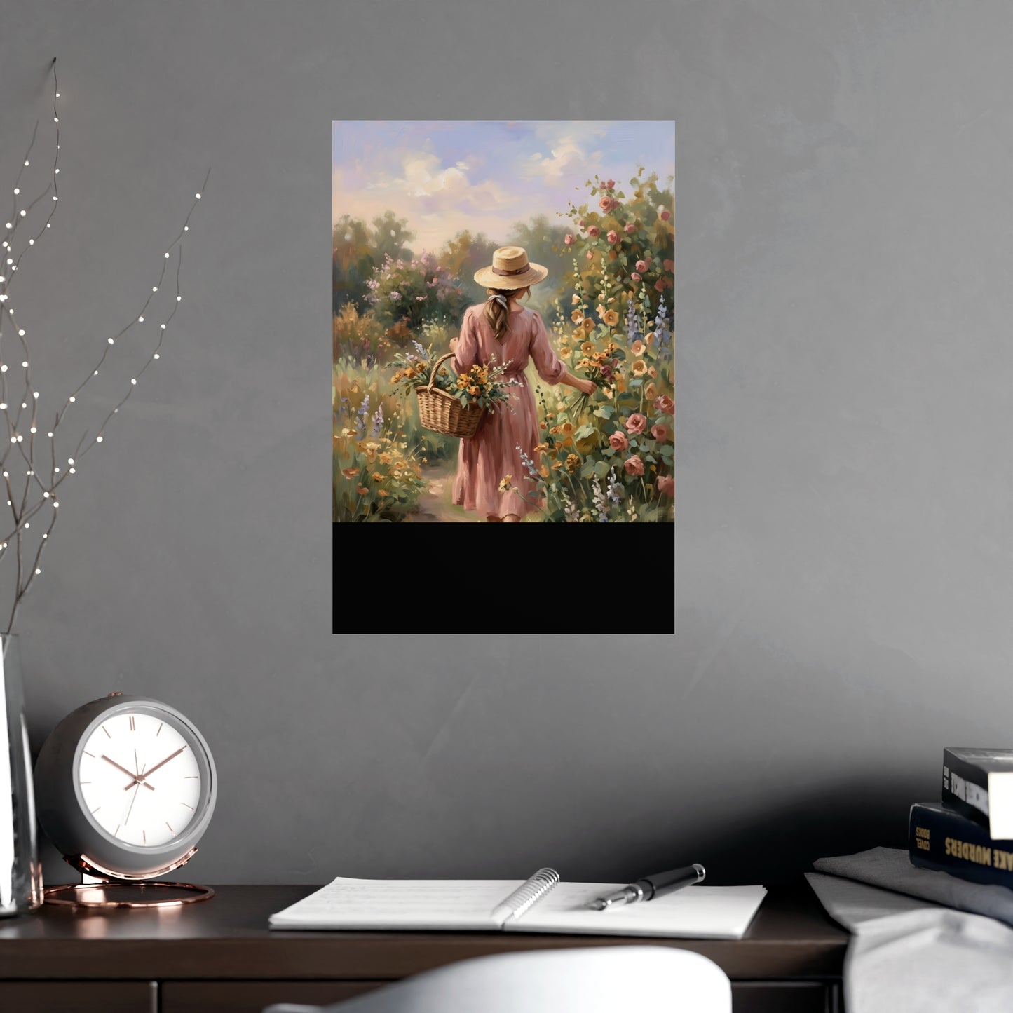 Gathering Flowers | Romantic Oil Painting Print | Wall Art