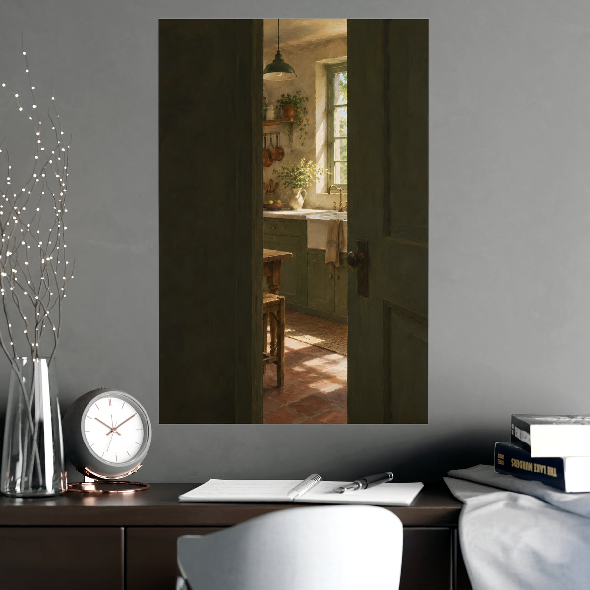 Through the Half-Open Door — through the half-open door, shown framed on a wall