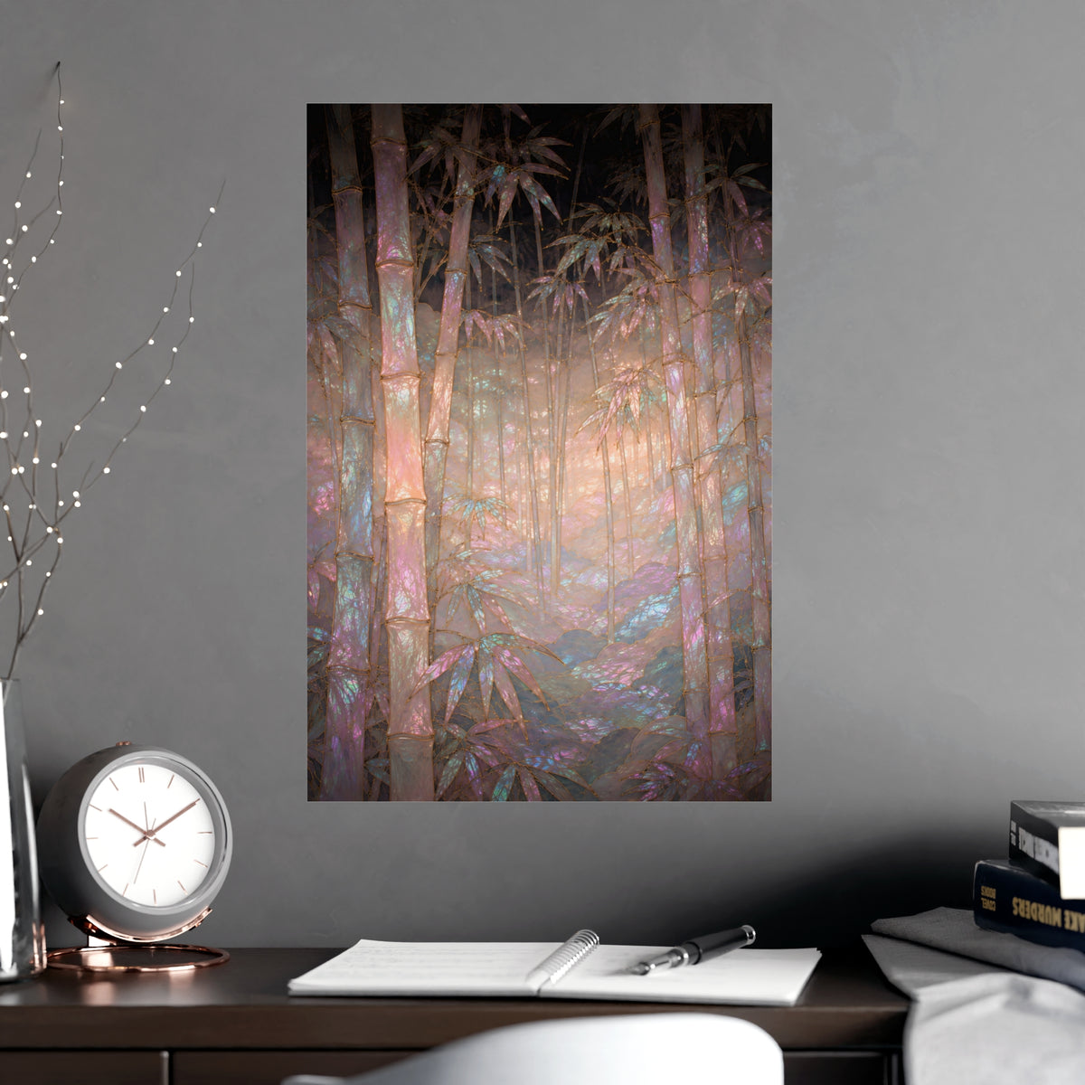 Bamboo in Mist — bamboo in mist, shown framed on a wall