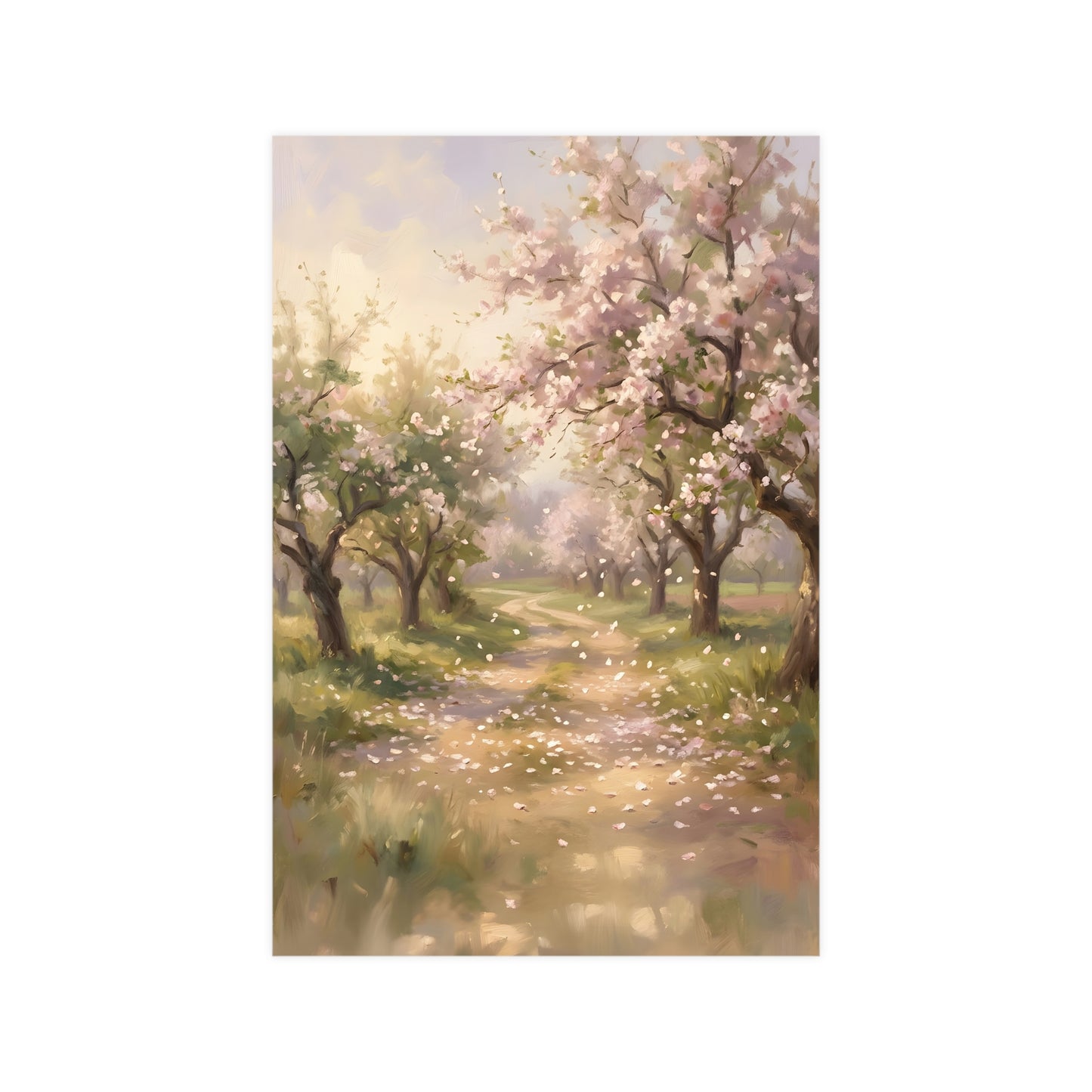 Orchard Path in Spring | Romantic Oil Painting Print | Wall Art