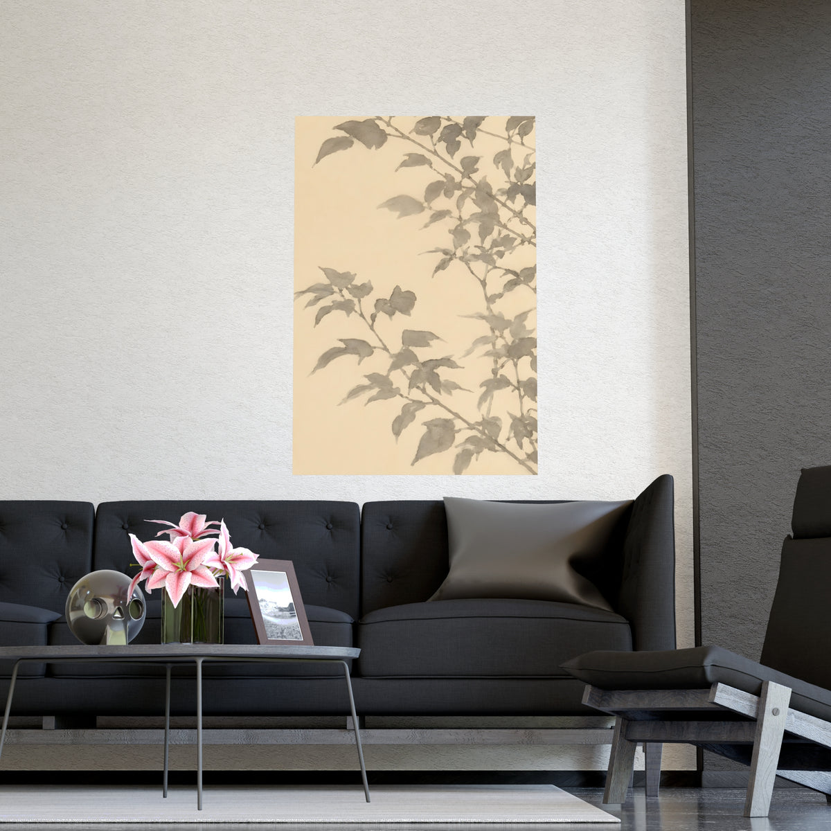 Leaf Shadow — leaf shadow, shown framed on a wall