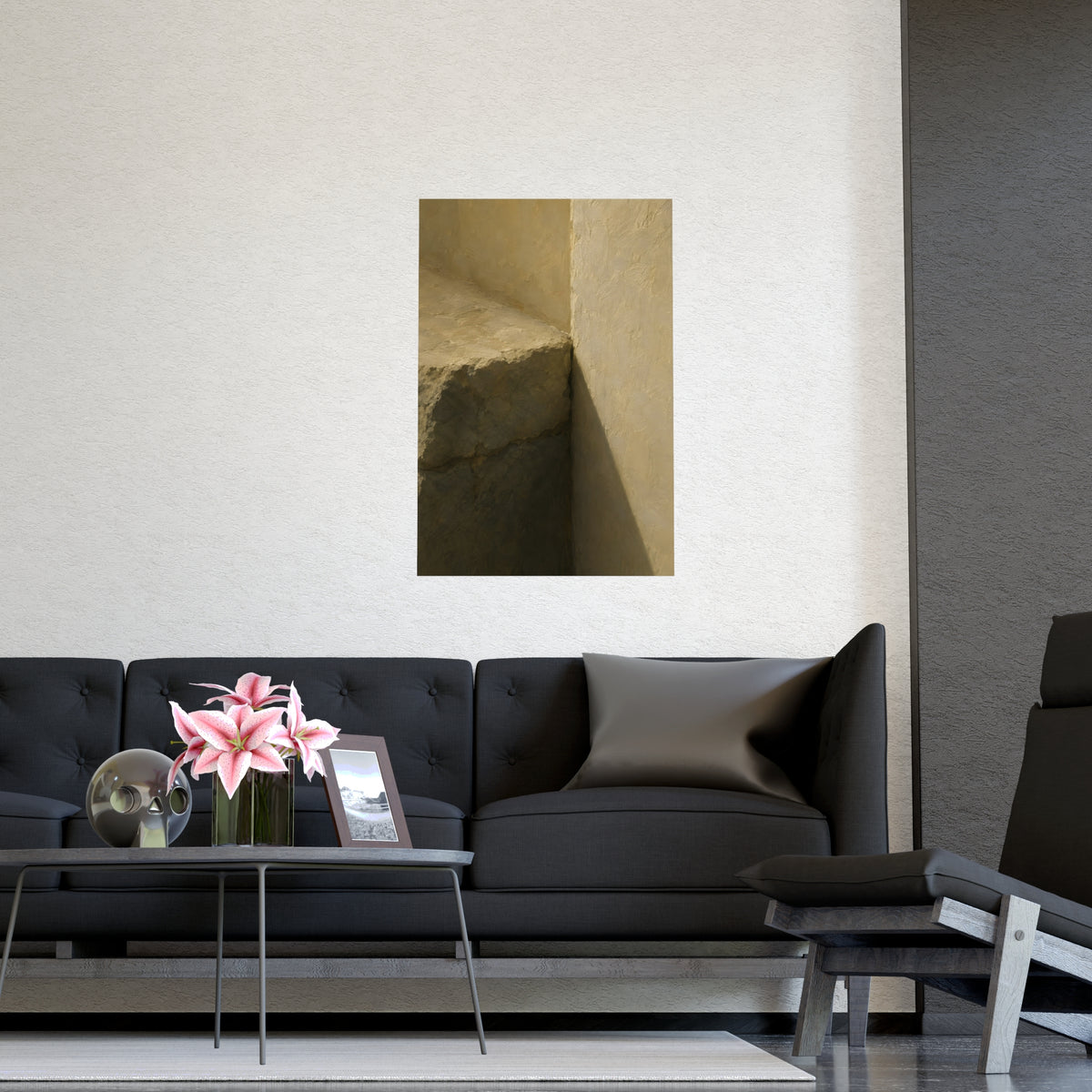 Stone into Plaster — stone into plaster, shown framed on a wall