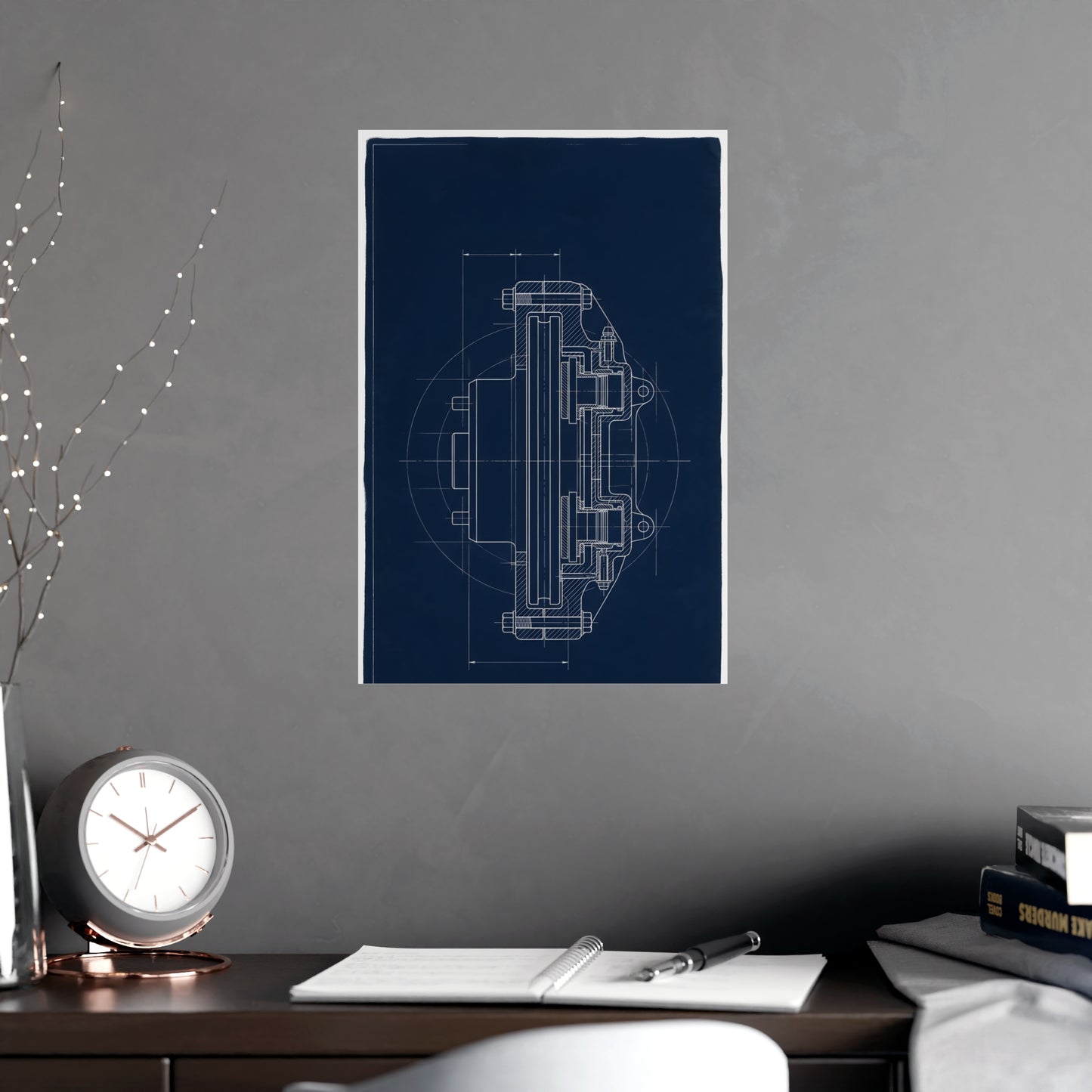 Disc Brake, in Section on a plain wall, shown at a larger size, 12x18 in print