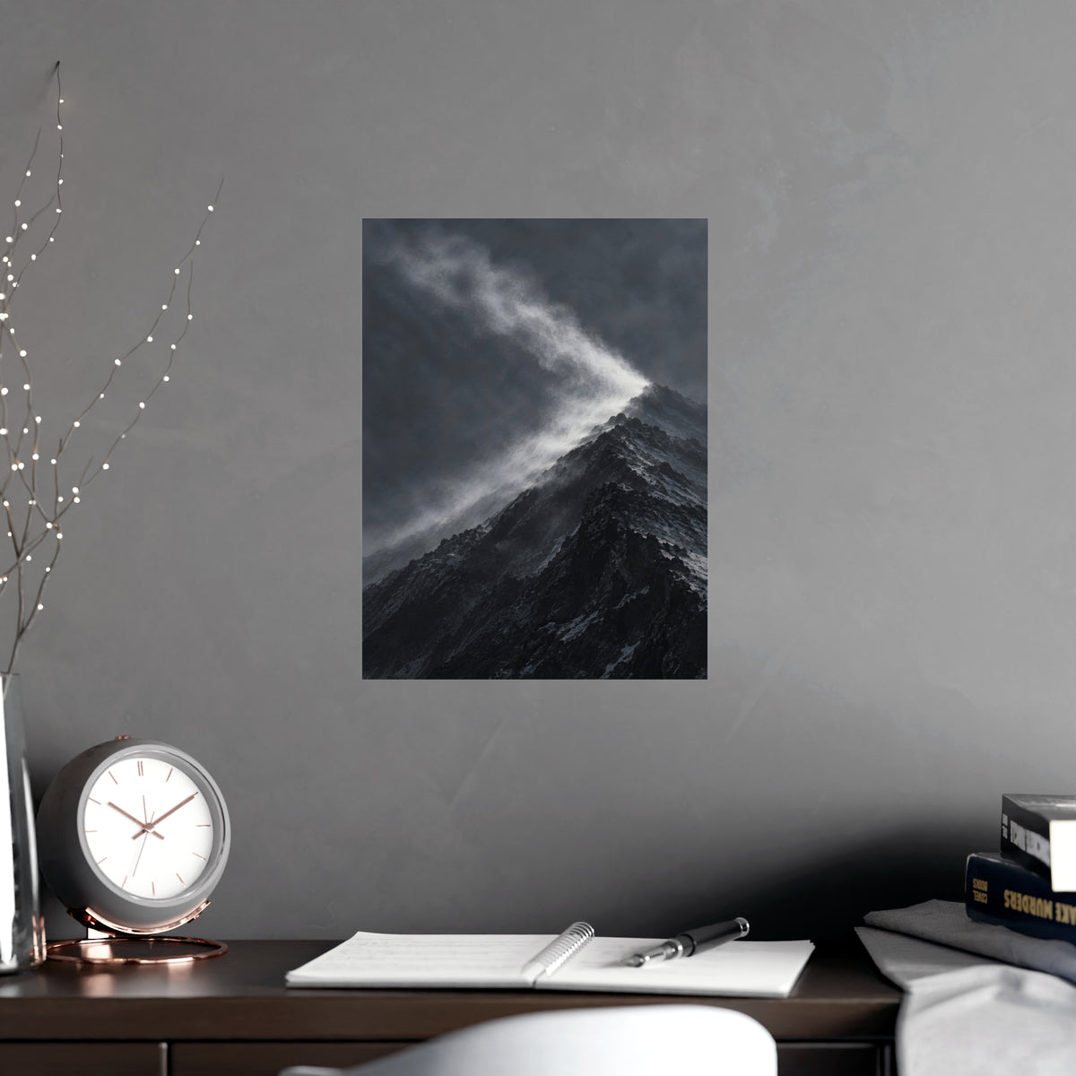 Snow off the Ridge — snow off the ridge, shown framed on a wall