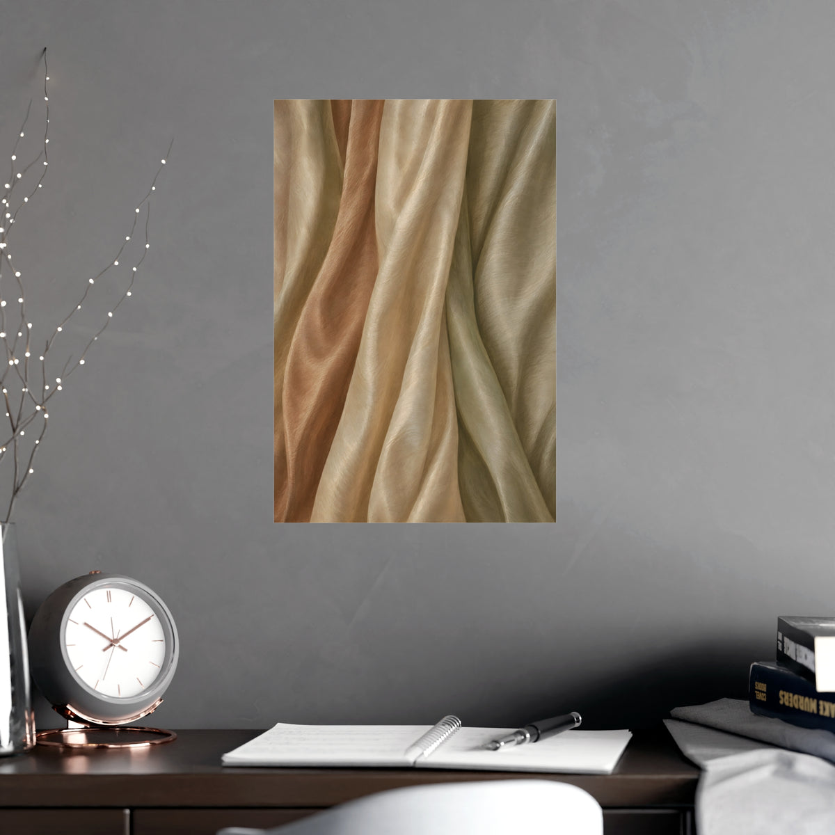 Raw Silk — raw silk, shown framed on a wall