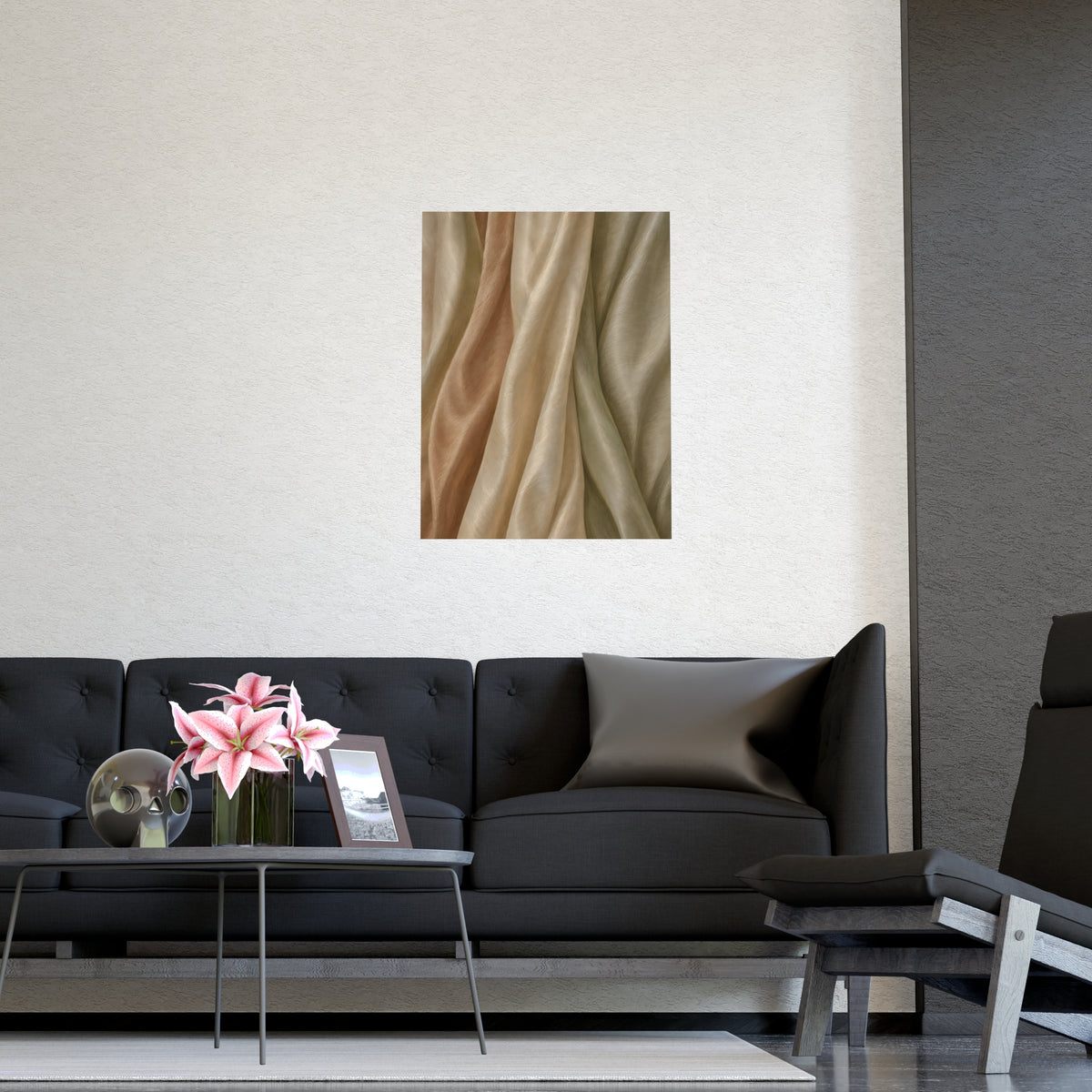 Raw Silk — raw silk, shown framed on a wall