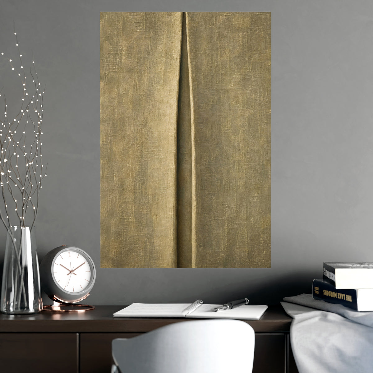 One Pleat — one pleat, shown framed on a wall