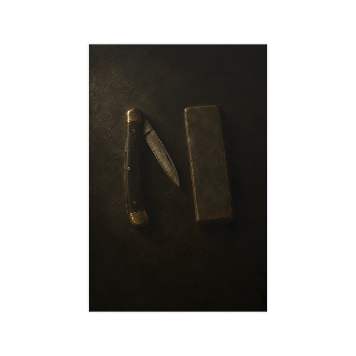 Knife and Whetstone — knife and whetstone, 12x18 in print