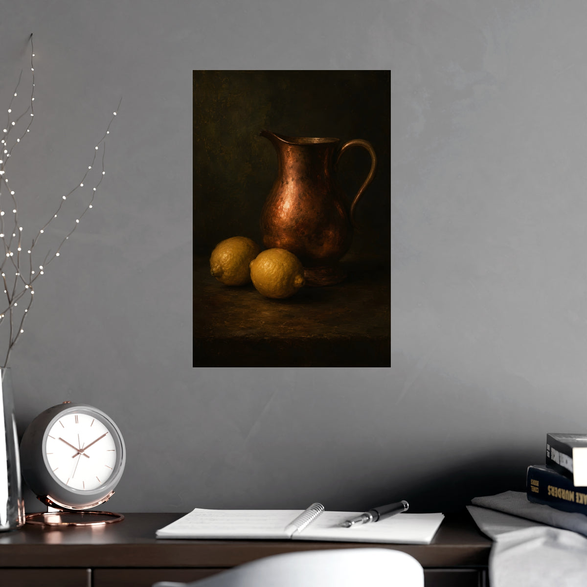 Copper and Lemons — copper and lemons, shown framed on a wall