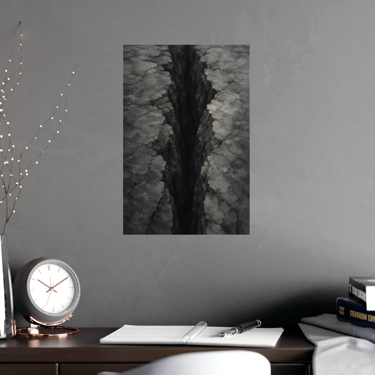 Fissure, from Above — fissure, from above, shown framed on a wall
