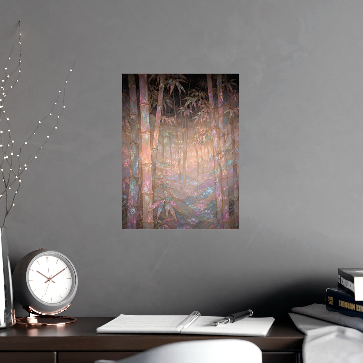 Bamboo in Mist — bamboo in mist, shown framed on a wall