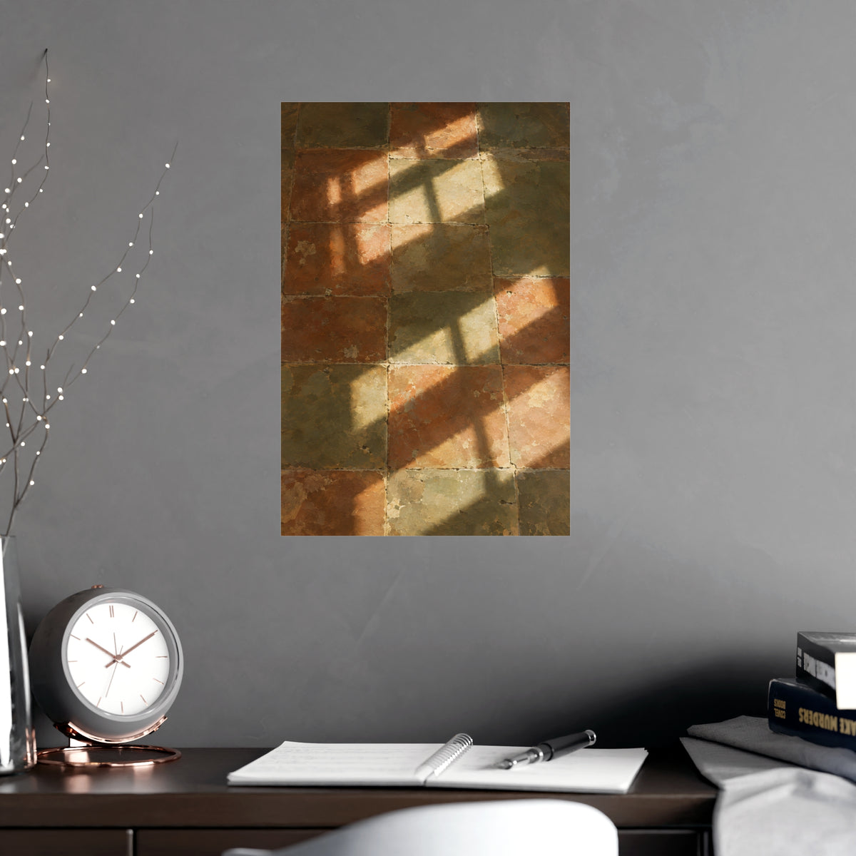 Light on the Tiles — light on the tiles, shown framed on a wall