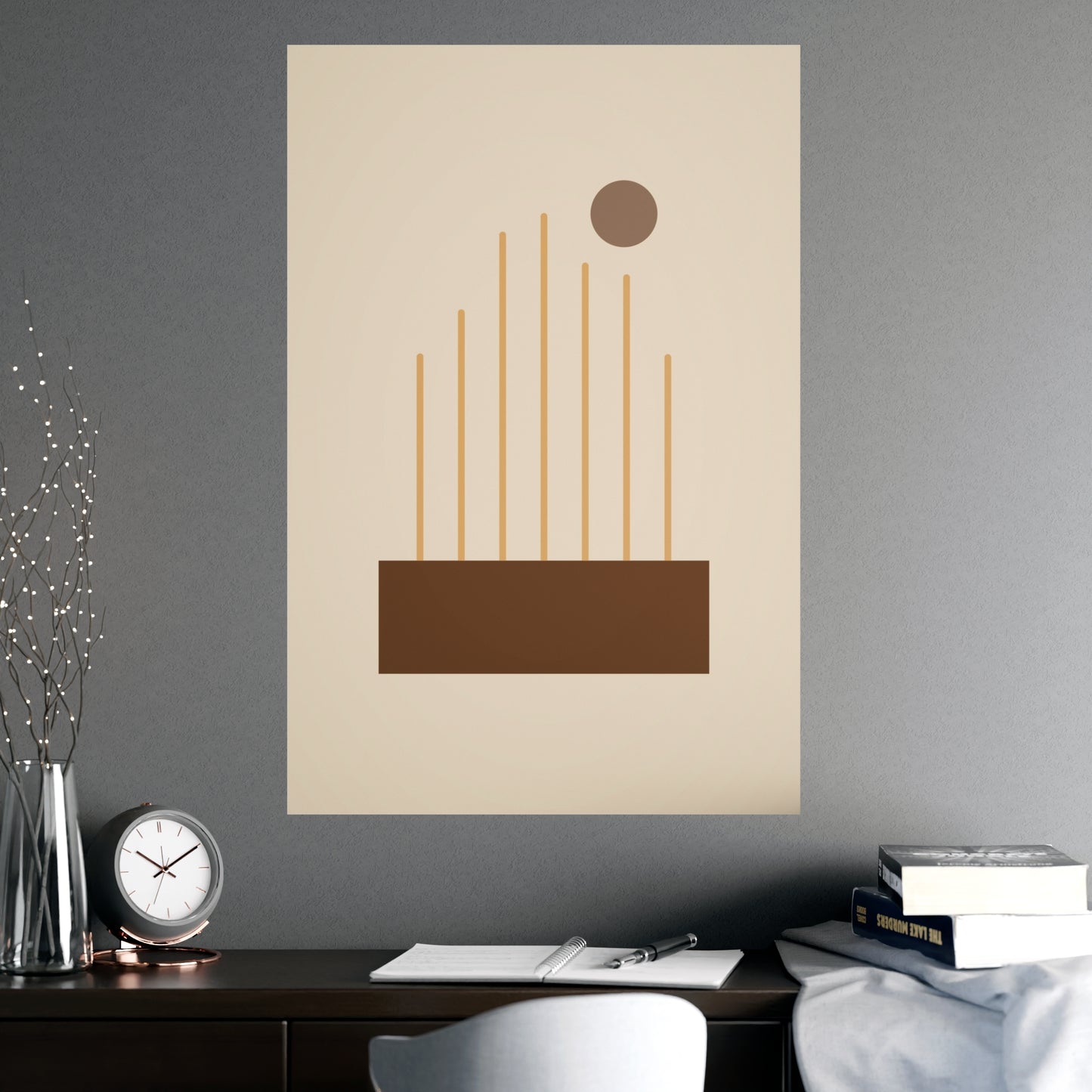 Muted 70s Lines Wall Art | Bedroom Print