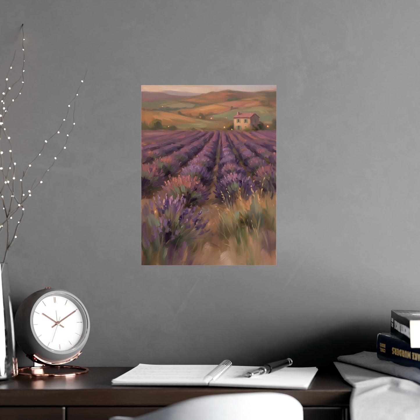 Lavendelfelder in der Dämmerung | Romantisches Wandbild | Kunstdruck