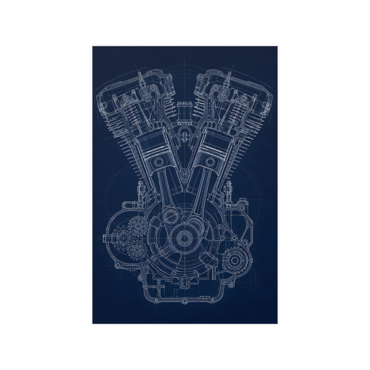 V-Twin Engine — v-twin engine, 12x18 in print