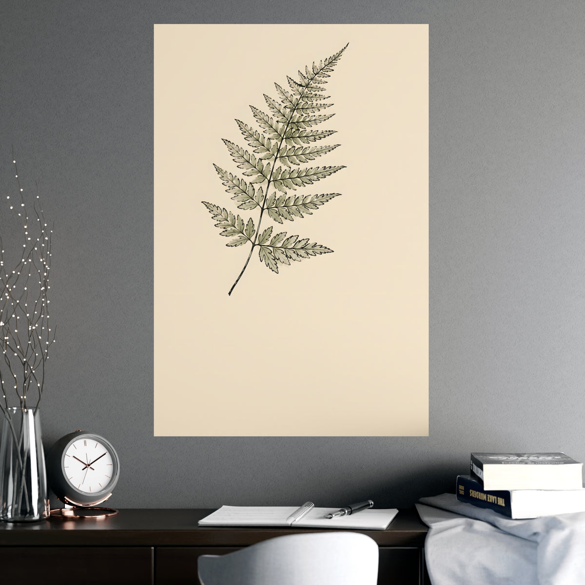 Fern Frond — fern frond, shown framed on a wall