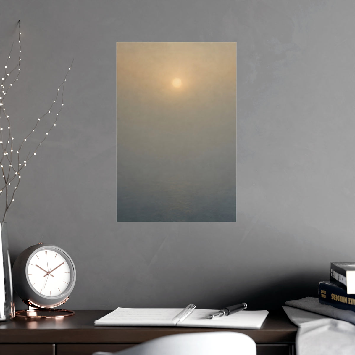 Sun Behind Fog — sun behind fog, shown framed on a wall