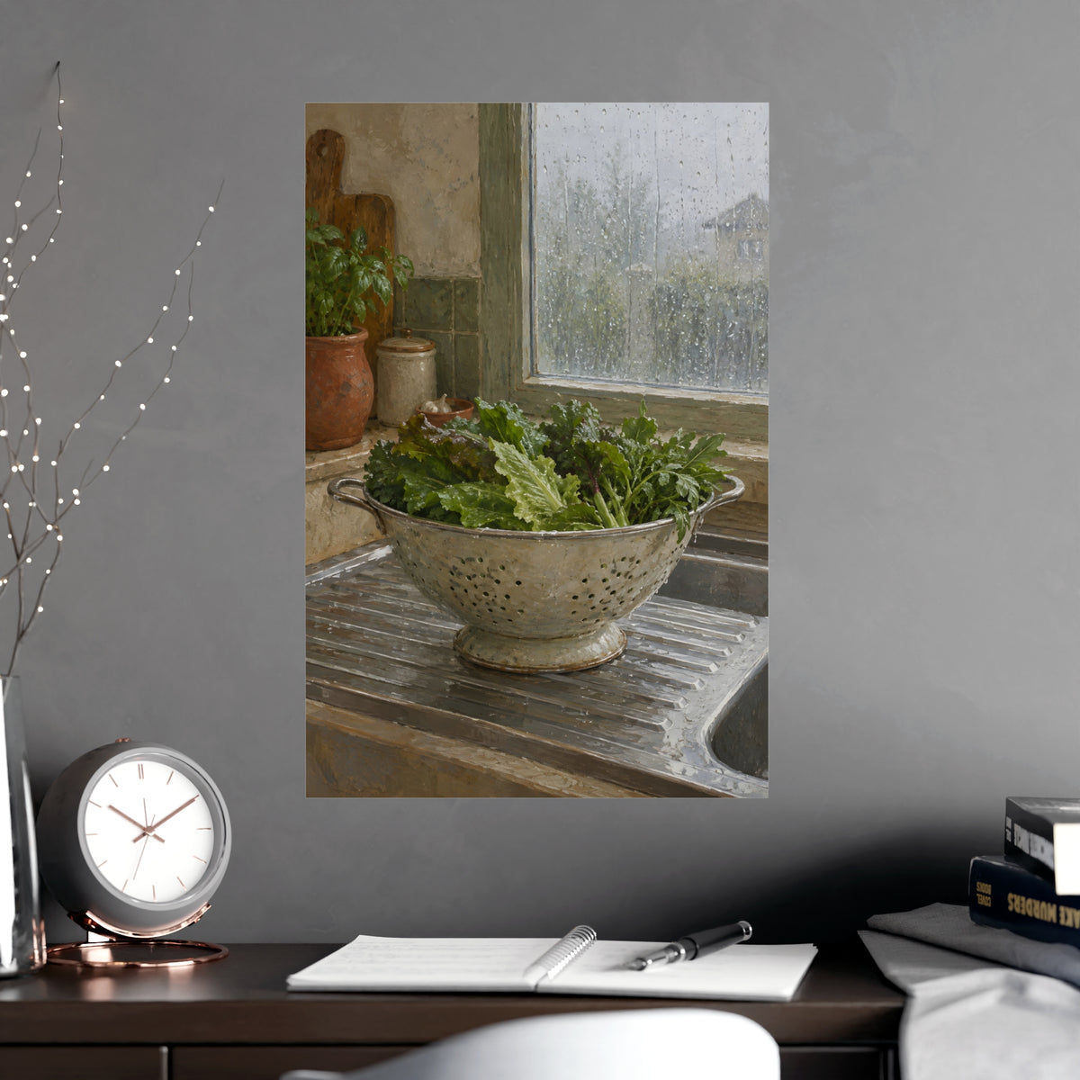 A Rainy Morning — a rainy morning, shown framed on a wall