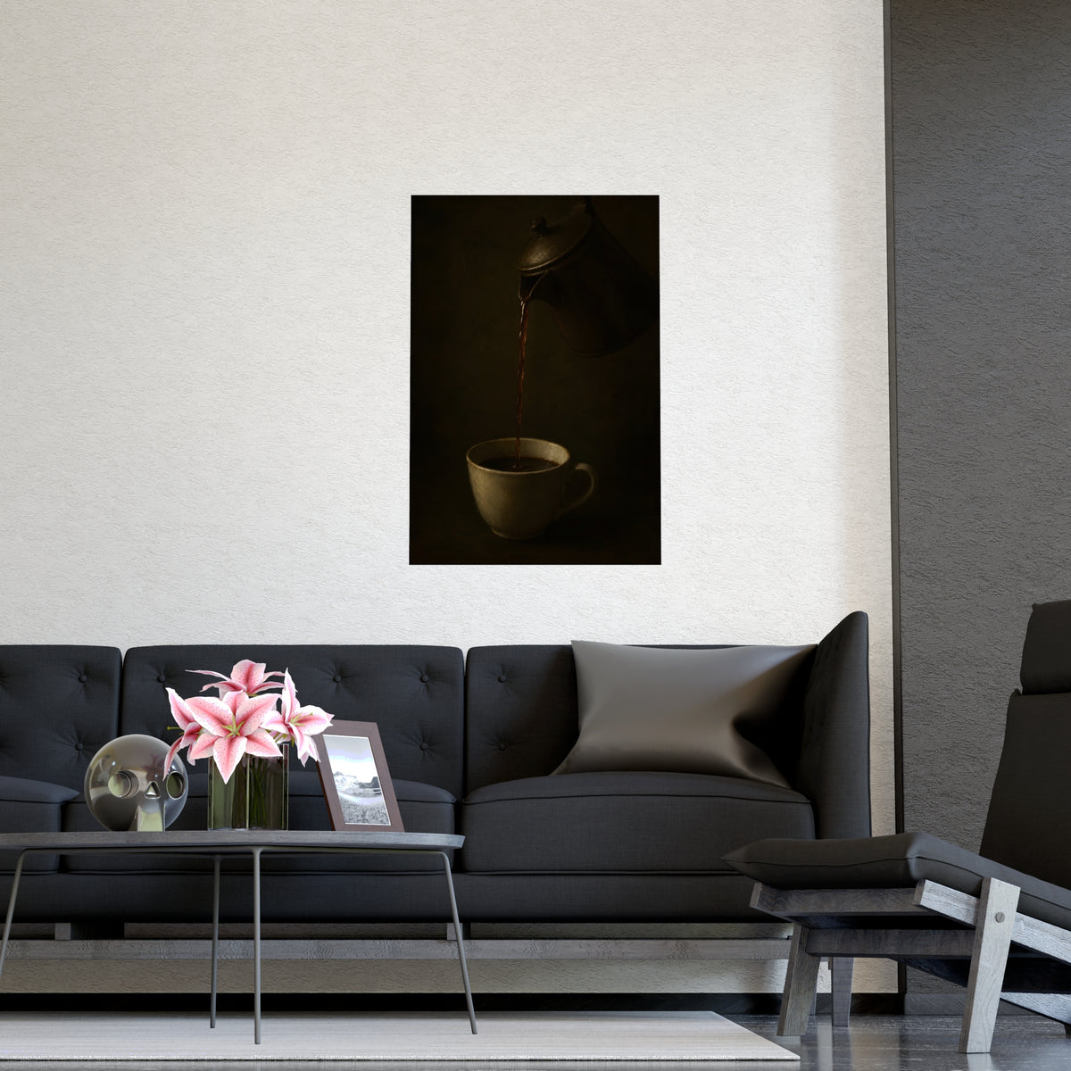 The Pour — the pour, shown framed on a wall