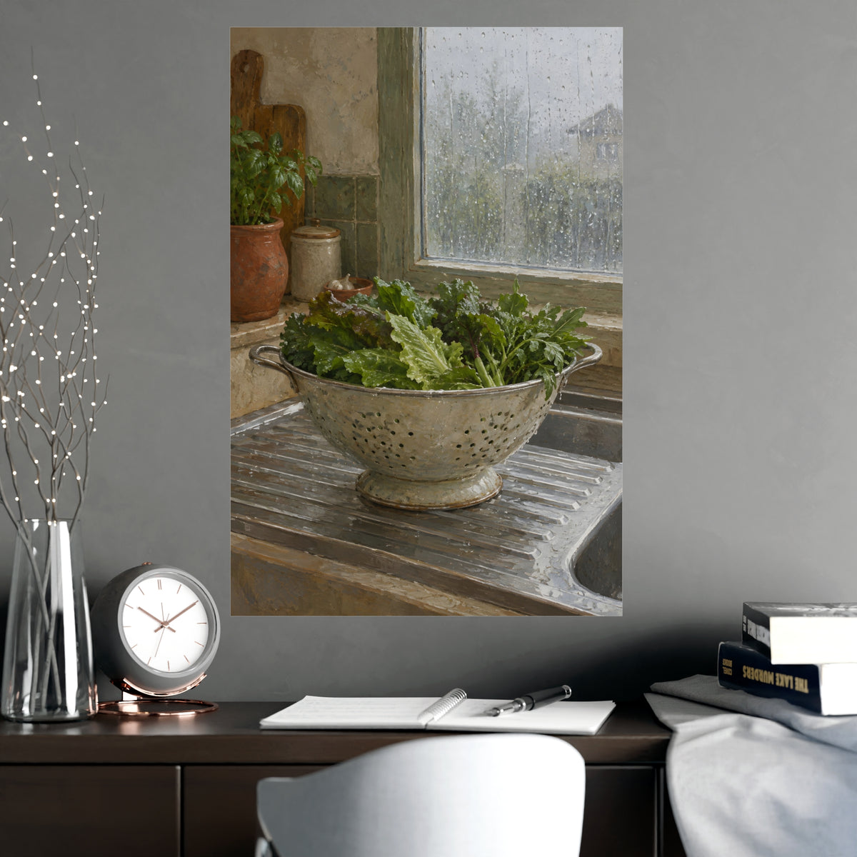 A Rainy Morning — a rainy morning, shown framed on a wall