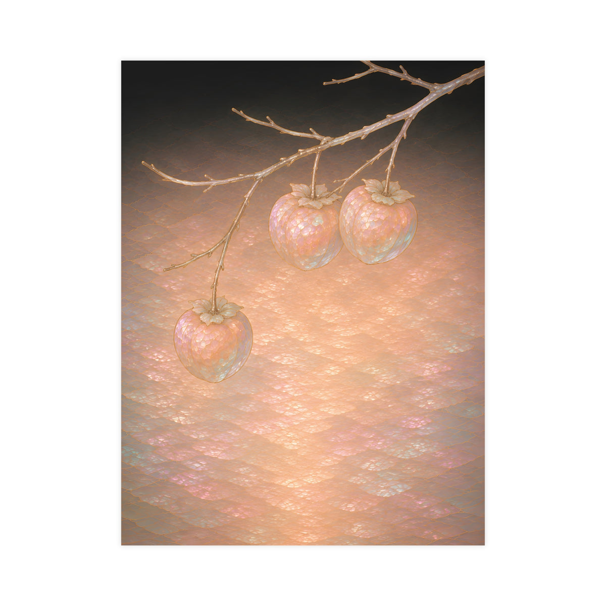 Persimmons on a Bare Branch — persimmons on a bare branch, 18x24 in print