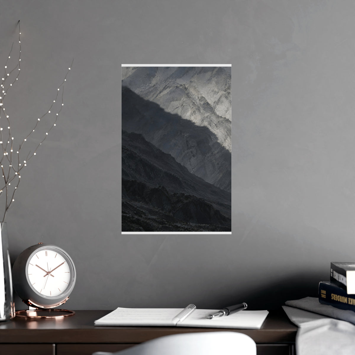 The Shadow of a Mountain — the shadow of a mountain, shown framed on a wall