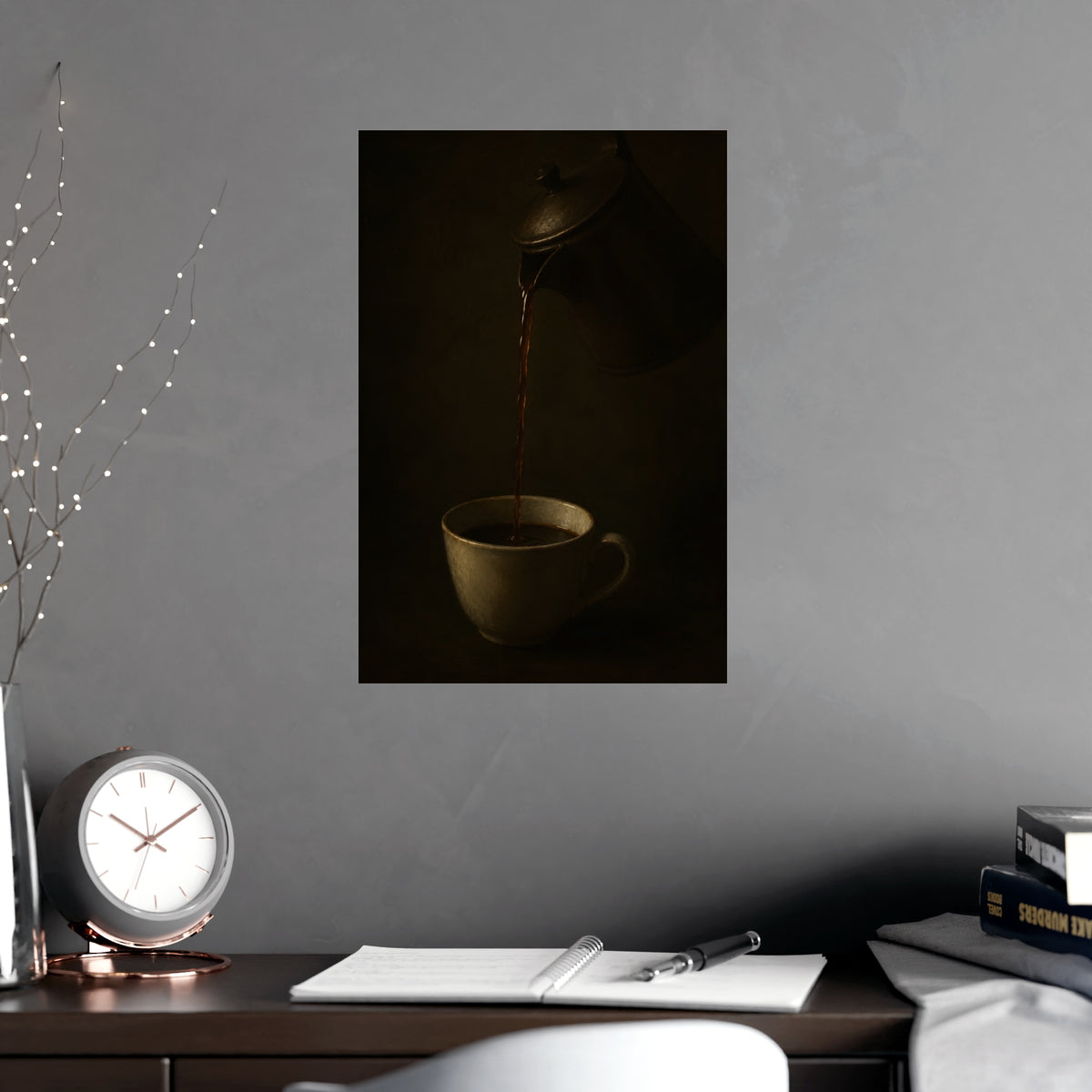 The Pour — the pour, shown framed on a wall
