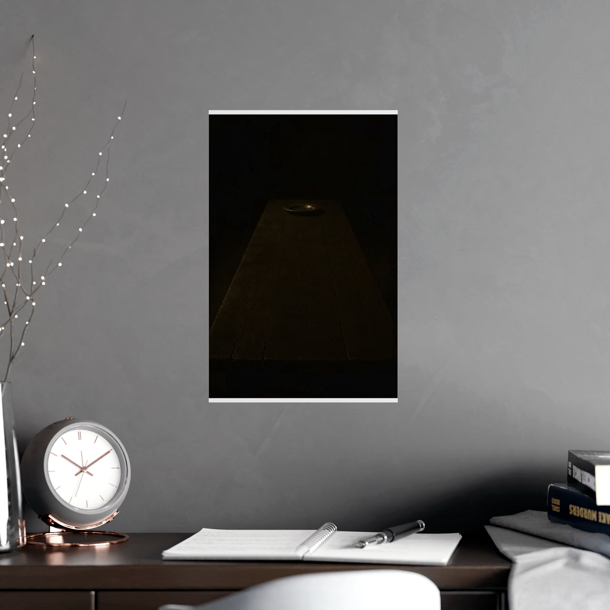 The Far End of the Table — the far end of the table, shown framed on a wall
