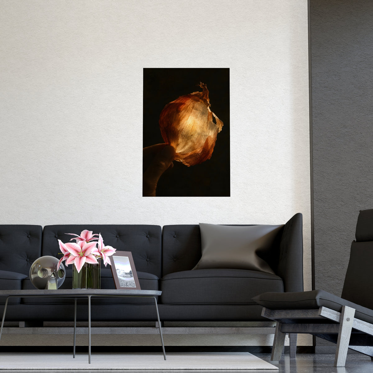Through the Onion Skin — through the onion skin, shown framed on a wall