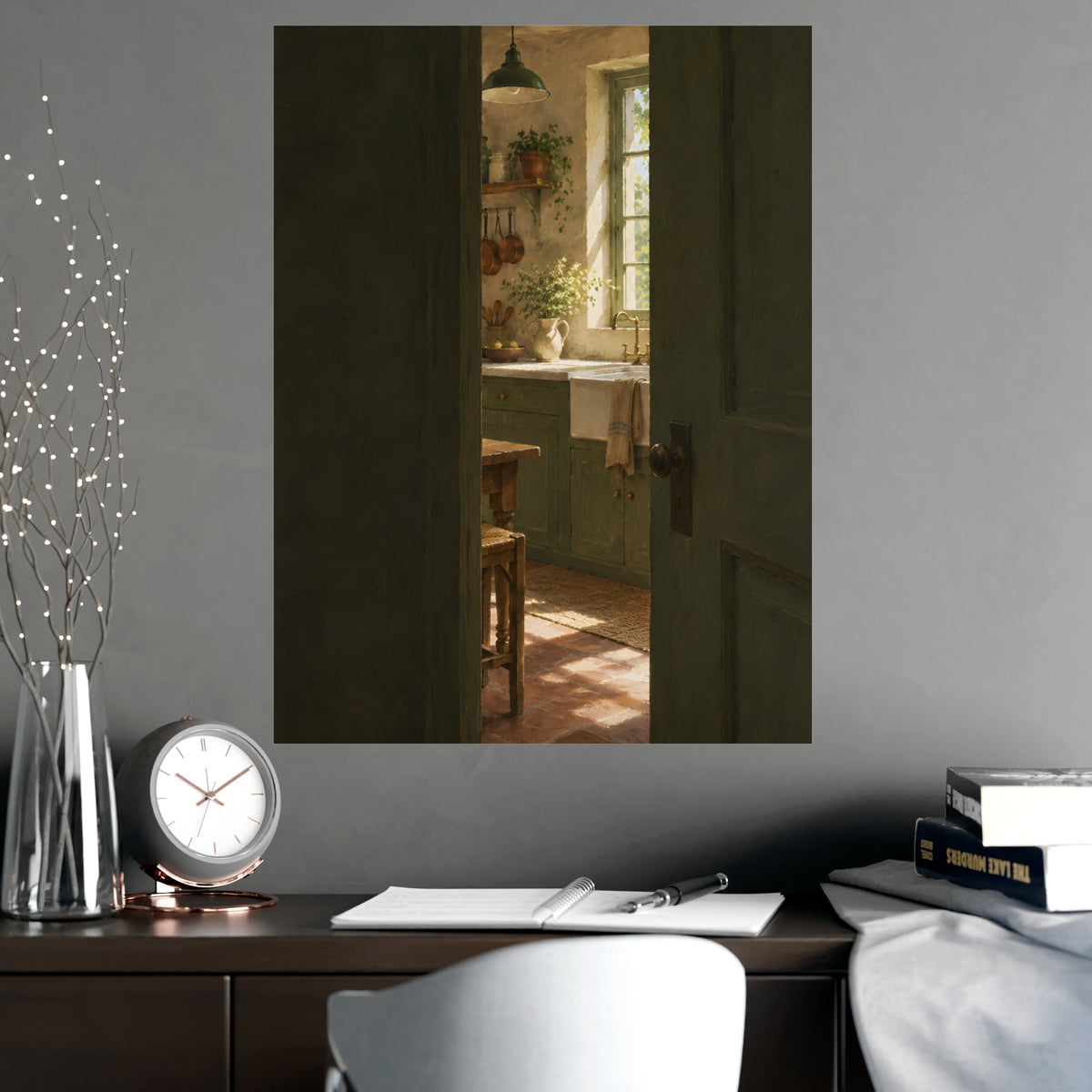 Through the Half-Open Door — through the half-open door, shown framed on a wall