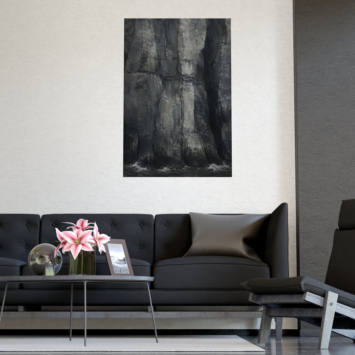 Sea Cliffs — sea cliffs, shown framed on a wall